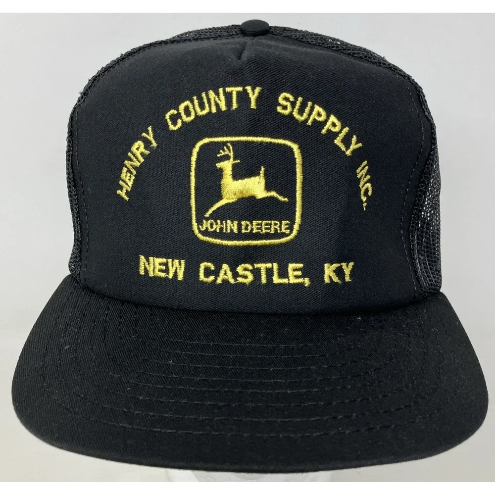 Vintage John Deere Henry County Supply Inc New Castle Kentucky Snapback Hat - Picture 1 of 7